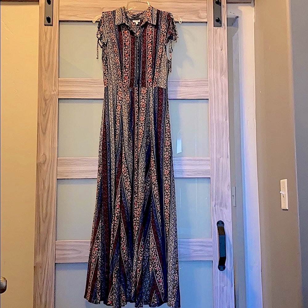 Em Creme Bohemian cap-Sleeve Maxi Dress